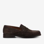 The Sterling Penny Loafer in Brown Floral Suede
