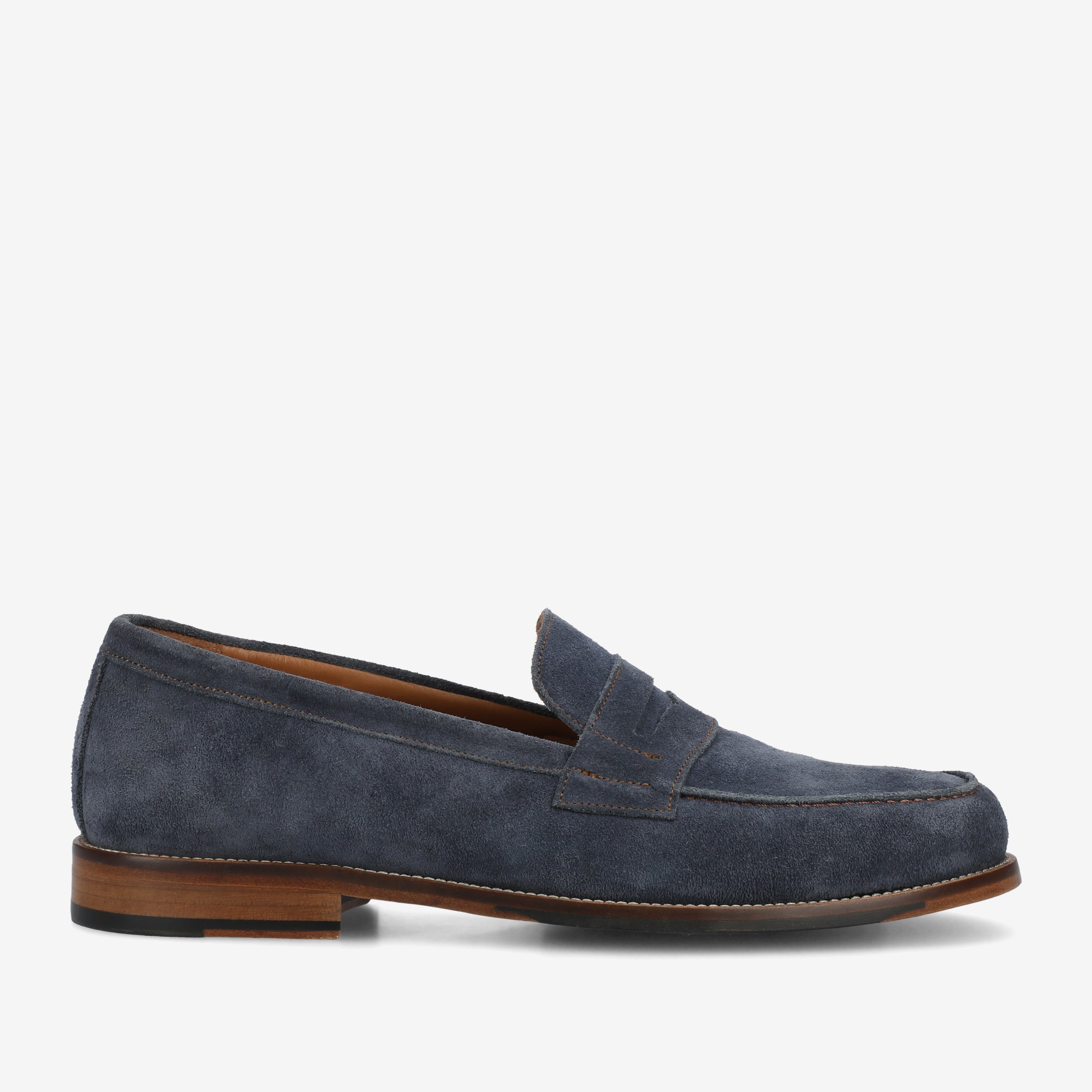 LF-STERLING-BSU_TAFT1_81e42c08-d4e7-4b4e-9136-ccbef064575a.jpg The Sterling Penny Loafer in Washed Blue Suede - Image 1